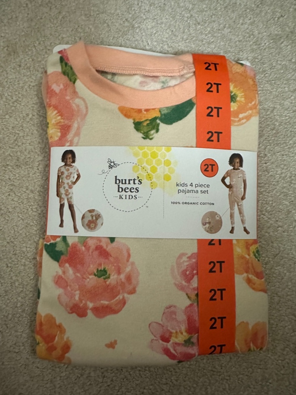 Burt’s Bees Girls 4 Piece Pajama Set